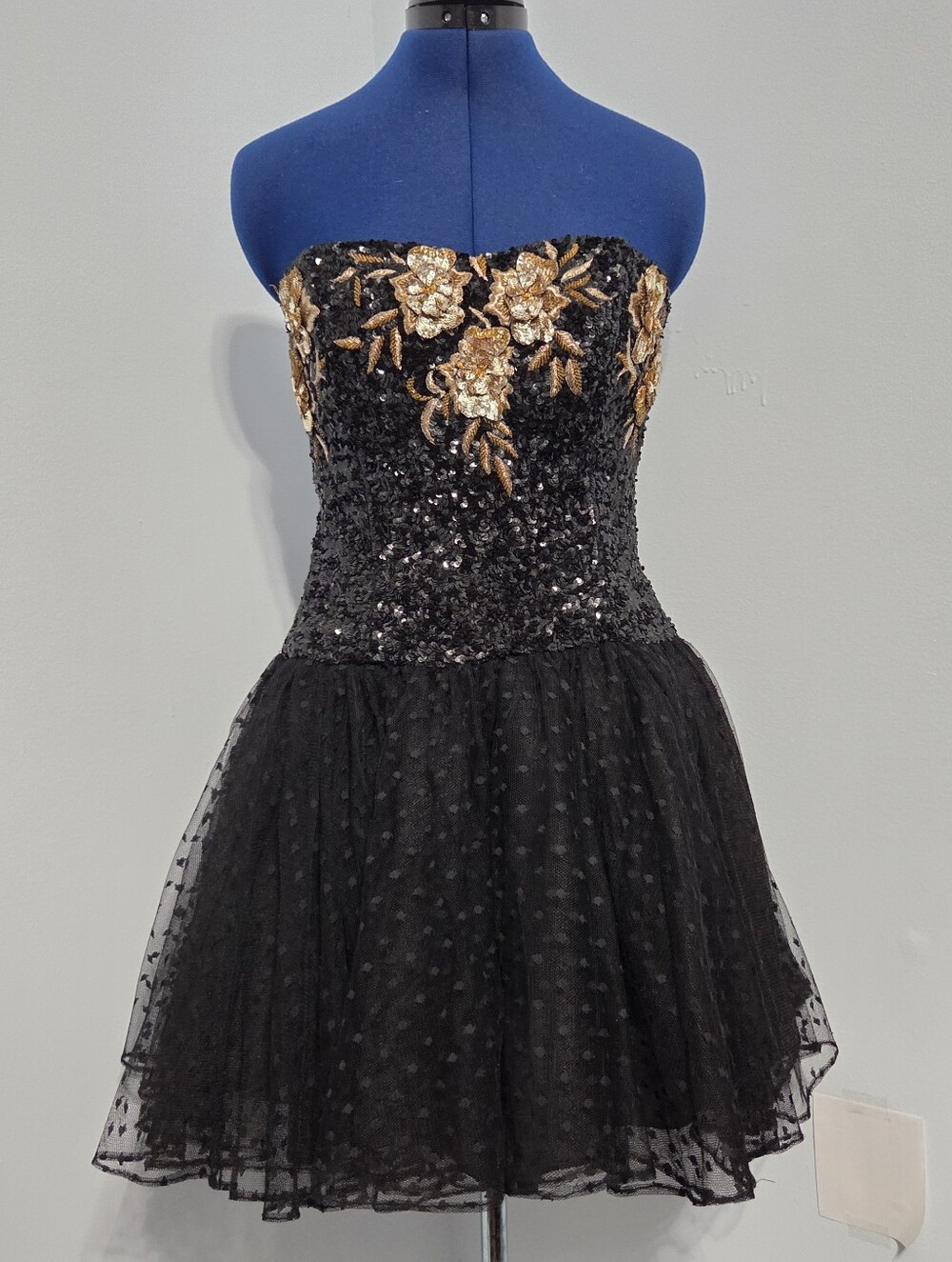 Vintage Black Sequin Mini Dress Size 12